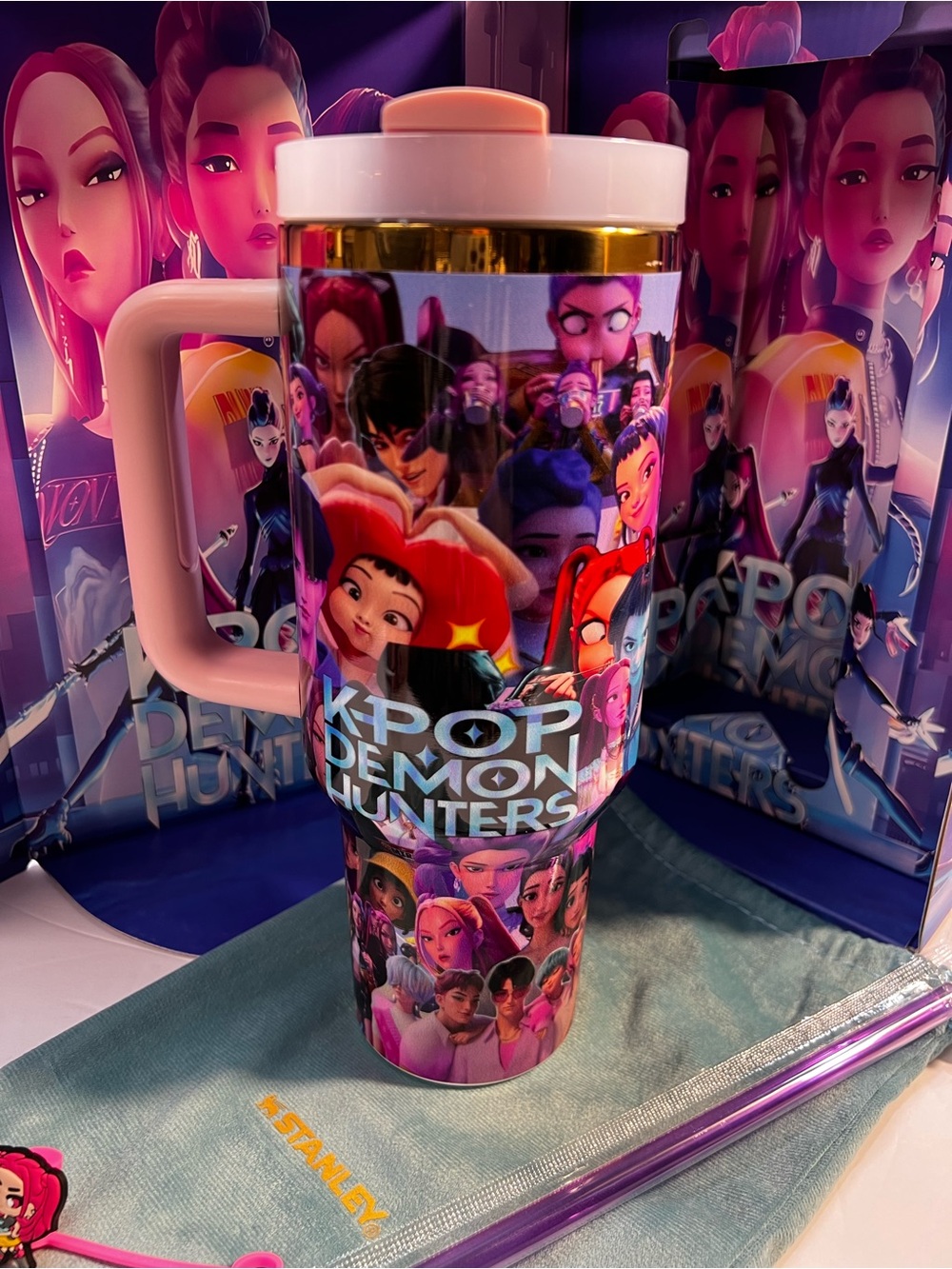 Customized Stanley x K-Pop Demon Hunters 40oz Quencher H2.0 Tumbler Cup purple - Picture 8 of 16
